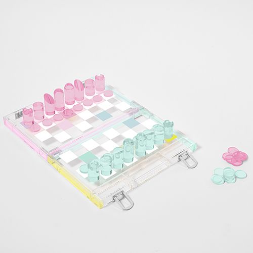 Mini Lucite Chess & Checkers Aurora